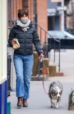 HELENA CHRISTENSEN Out with Her Dog in New York 01/11/2021