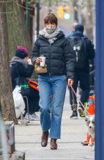 HELENA CHRISTENSEN Out with Her Dog in New York 01/11/2021
