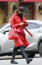 IRINA SHAYK in a Red Leather Jacket Out in New York 01/27/2021