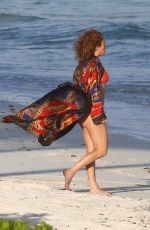 JENNIFER LOPEZ in a Red Bikini on the Beach in Turk and Caicos 01/04/2021
