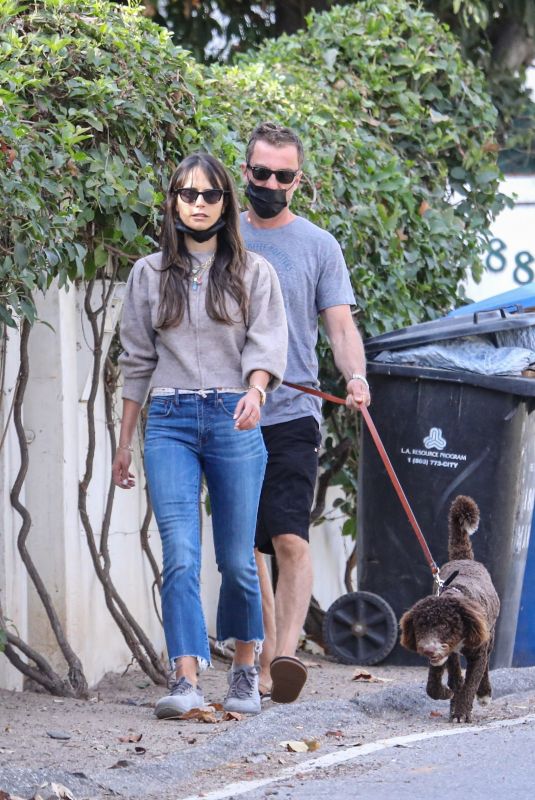 JORDANA BREWSTER and Mason Morfit Out with Their Dog in Brentwood 01/19/2021