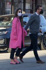 JORDANA BREWSTER in a Pink Coat Out in Los Angeles 01/19/2021