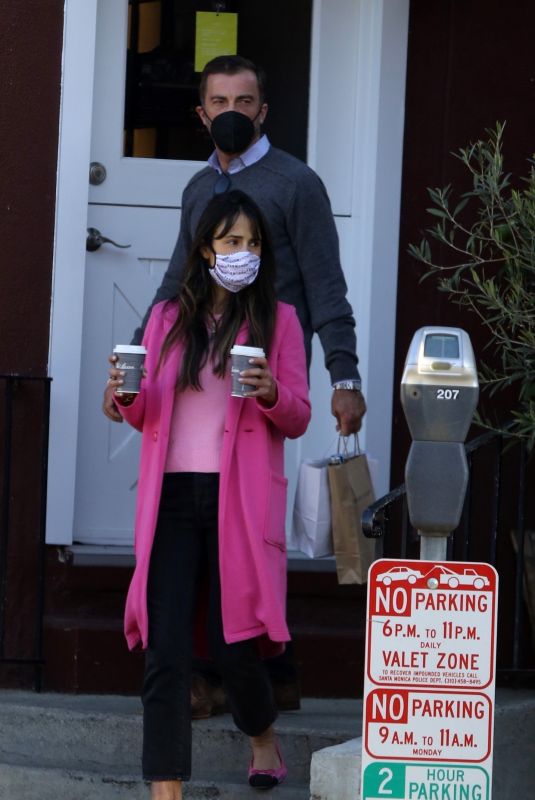 JORDANA BREWSTER in a Pink Coat Out in Los Angeles 01/19/2021