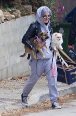 KELLY OSBOURNE Out with her Dogs in West Hollywood 01/25/2021