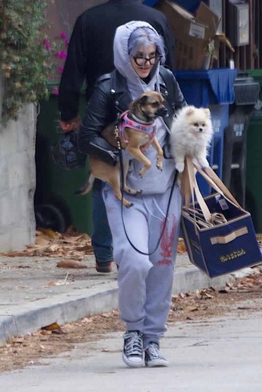 KELLY OSBOURNE Out with her Dogs in West Hollywood 01/25/2021