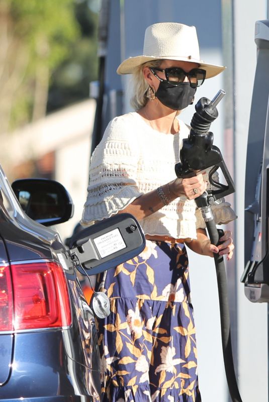 LAETICIA HALLYDAY at a Gas Station in Los Angeles 01/16/2021