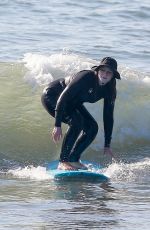 LEIGHTON MEESTER in Wetsuit at Surf Session in Malibu 01/08/2021