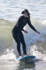 LEIGHTON MEESTER in Wetsuit at Surf Session in Malibu 01/08/2021