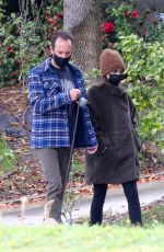LILY COLLINS and Charlie McDowell Out with Her Dog in Los Angeles 01/23/2021