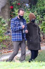 LILY COLLINS and Charlie McDowell Out with Her Dog in Los Angeles 01/23/2021