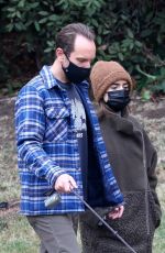 LILY COLLINS and Charlie McDowell Out with Her Dog in Los Angeles 01/23/2021