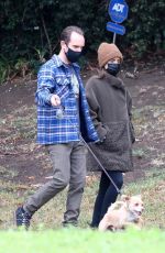 LILY COLLINS and Charlie McDowell Out with Her Dog in Los Angeles 01/23/2021