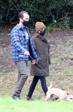 LILY COLLINS and Charlie McDowell Out with Her Dog in Los Angeles 01/23/2021