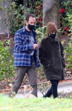 LILY COLLINS and Charlie McDowell Out with Her Dog in Los Angeles 01/23/2021