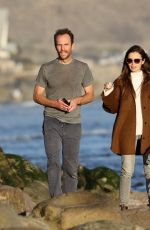 LILY COLLINS and Charlie McDowell Out with Their Dog at a Beach in Santa Barbara 01/10/2021