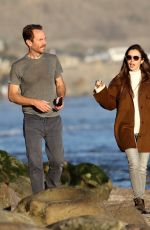 LILY COLLINS and Charlie McDowell Out with Their Dog at a Beach in Santa Barbara 01/10/2021