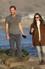 LILY COLLINS and Charlie McDowell Out with Their Dog at a Beach in Santa Barbara 01/10/2021