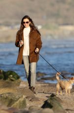 LILY COLLINS and Charlie McDowell Out with Their Dog at a Beach in Santa Barbara 01/10/2021