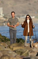 LILY COLLINS and Charlie McDowell Out with Their Dog at a Beach in Santa Barbara 01/10/2021
