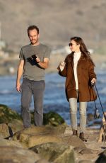 LILY COLLINS and Charlie McDowell Out with Their Dog at a Beach in Santa Barbara 01/10/2021
