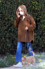 LILY COLLINS Out with Her Dog in Los Angeles 01/13/2021