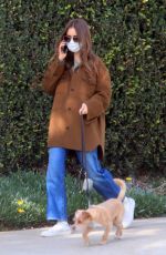 LILY COLLINS Out with Her Dog in Los Angeles 01/13/2021