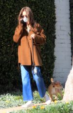 LILY COLLINS Out with Her Dog in Los Angeles 01/13/2021