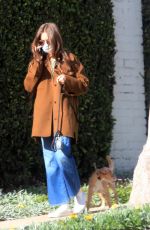LILY COLLINS Out with Her Dog in Los Angeles 01/13/2021