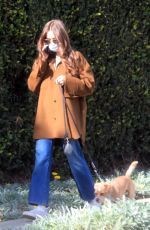 LILY COLLINS Out with Her Dog in Los Angeles 01/13/2021