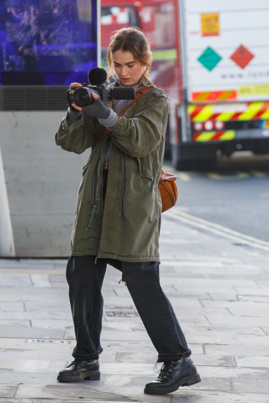 LILY JAMES on the Set of What