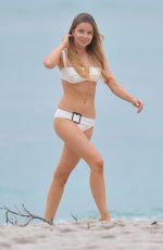LOUISA WARWICK in a White Bikini at a Beach in Miami 01/13/2021
