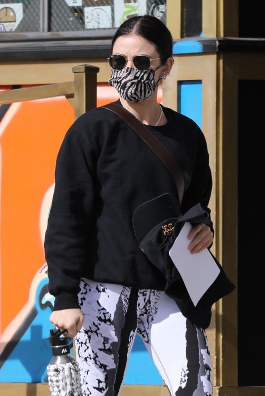 LUCY HALE Arrives at a Private Gym in Los Angeles 01/25/2021