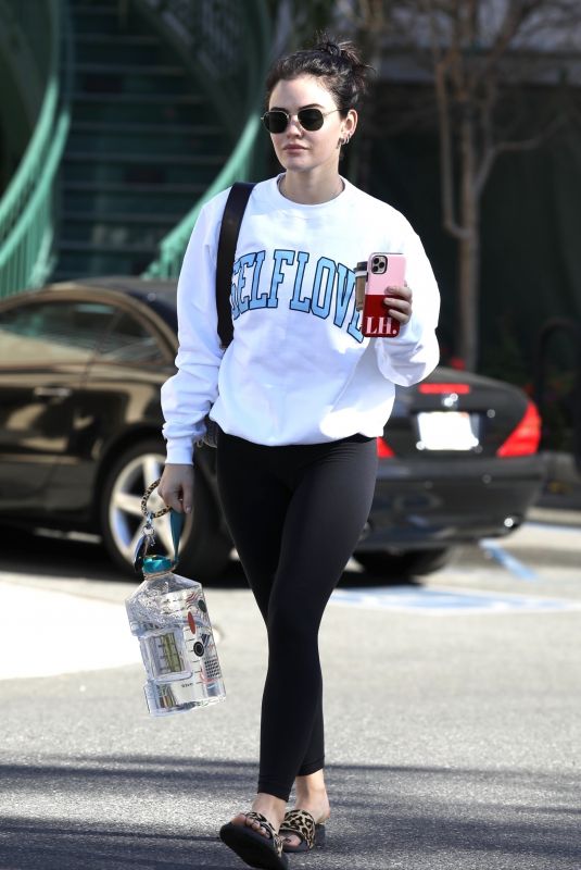LUCY HALE Leaves a Gym in Los Angeles 01/18/2021