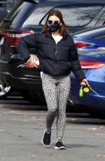 LUCY HALE Out with Her Dog Elvis in Los Feliz 01/28/2021