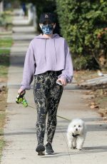 LUCY HALE Out with her Dog Elvis in Studio City 01/03/2021