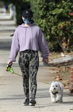 LUCY HALE Out with her Dog Elvis in Studio City 01/03/2021
