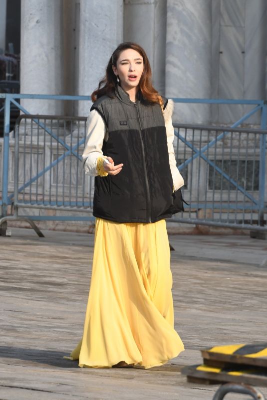 MATILDA DE ANGELIS on the Set of Across The River And Into The Trees in Venice 01/19/2021