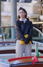 MATILDA DE ANGELIS on the Set of Across The River And Into The Trees in Venice 01/26/2021