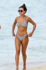 MONTANA BROWN in a Striped Bikini at a Beach in Barbados 01/08/2021