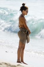 MONTANA BROWN in Bikini Top at a Beaqch in Barbados 01/09/2021