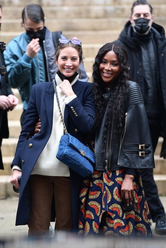 NAOMI CAMPBELL and CHRISTY TURLINGOTN Leaves Fendi Fashion Show in Paris 01/27/2021