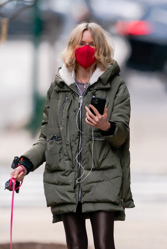 NAOMI WATTS Out with Her Dog in New York 01/16/2021