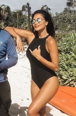 NICOLE SCHERZINGER in a Black Swimsuit at Turks and Caicos Islands 01/05/2021