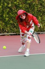 PHOEBE PRICE at a Tennis Court in Los Anegeles 01/22/2021