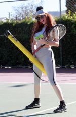 PHOEBE PRICE at a Tennis Court in Los Angeles 01/15/2021