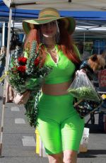 PHOEBE PRICE in a Neon Green Outfit Shopping in Los Angeles 01/17/2021