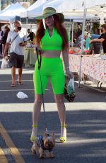 PHOEBE PRICE in a Neon Green Outfit Shopping in Los Angeles 01/17/2021