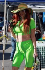 PHOEBE PRICE in a Neon Green Outfit Shopping in Los Angeles 01/17/2021