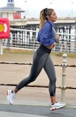 SARAH HUTCHINSON Out Jogging in Blackpool 01/09/2021