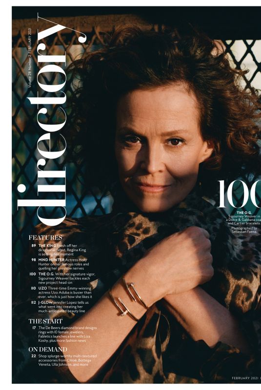 SIGOURNEY WEAVER in Instyle Magazine, February 2021